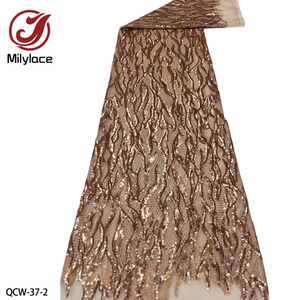 Lưới Mềm Sequined Nigeria Thêu Đen <span class=keywords><strong>Net</strong></span> Phi Tulle Sequins Vải Ren Cho Trang Phục - Product Image 2