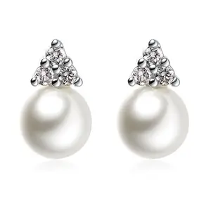 Cheap white button freshwater jewel women Pearl earring