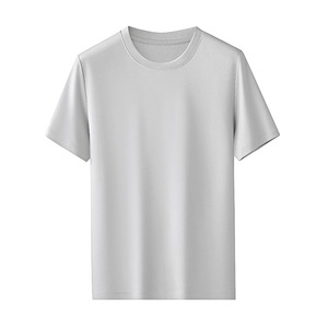 Camiseta de Manga Corta Personalizada para Hombre, Fibra de Bambú Transpirable, Tacto Fresco y Protección Solar, Cuello Redondo, Tops Casuales Simples en Blanco y Negro - Product Image 4