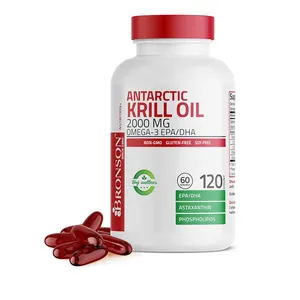 Softgel de aceite de krill antártico personalizado 2000 mg contiene ácidos grasos omega-3 EPA DHA astaxantina fosfatida suplemento de aceite de krill