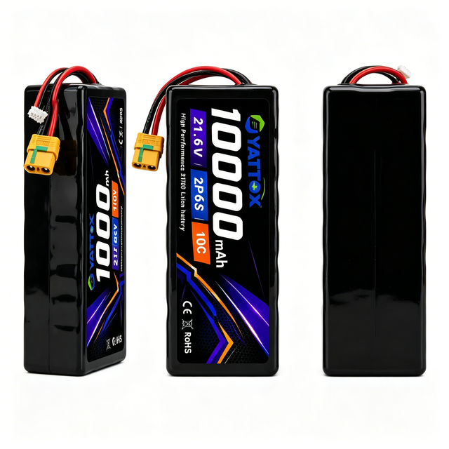 Yattox High Discharge C Rate Rating Black Series 10000mah 6S 21700 21.6V Battery for FPV Rc Drone Lipo Battery with XT60 Plug