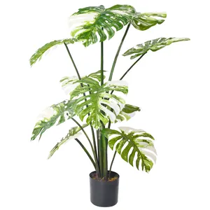 Planta Monstera blanca Artificial en maceta, plantas artificiales, árboles falsos, philodendron