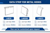 Hookei 50X36mm 50X46mm Bandes de données suspendues en plastique, porte-étiquettes de prix, porte-étiquettes en PVC pour crochet de numérisation en T