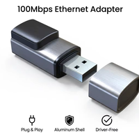 Adaptador Ethernet USB2.0 a RJ45 de Aluminio al por Mayor, 10/100Mbps, Tarjeta de Red Rápida OEM, Plug and Play, Dongle LAN con Cable para Laptop y PC