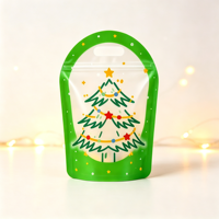 Sac d'emballage de Noël, sac cadeau de dessin animé, sac à fermeture éclair pour bonbons, biscuits, collations, sac scellé pour cadeaux d'enfants, sac à main