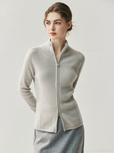 HE | <span class=keywords><strong>Lulu</strong></span> même Style pleine couture artisanat femmes cachemire tricoté <span class=keywords><strong>Cardigan</strong></span> col roulé hiver coréen Anti-Pilling pull manteau - Product Image 4