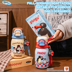 Bouteille isotherme de voyage en acier inoxydable OOWOV Pingu 10OZ avec couvercle et paille, sans BPA, idéale pour les cadeaux et les voyages des enfants - Product Image 6