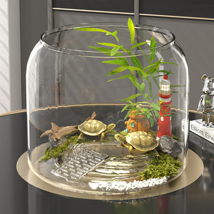 <span class=keywords><strong>Aquarium</strong></span> de bureau rond moderne en plastique transparent écologique pour poissons rouges et plantes vertes - Product Image 1