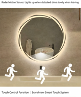 Miroir intelligent OEM ODM moderne à LED pour salle de bain, avec capteur tactile intelligent, anti-buée et haut-parleur Bluetooth