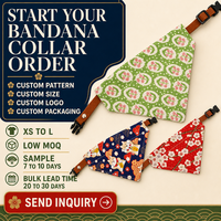 Collier et Bandana pour Chien en Similicuir Polyester Imprimé Japonais Écologique, Faible MOQ, Vente en Gros, Cadeau Photo d'Halloween pour Chiens et Chats, Usage Quotidien