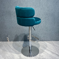 Tabouret de bar pivotant réglable au design de luxe, bleu nordique, chaise de bar à base en acier inoxydable
