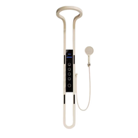 Système de douche thermostatique haut de gamme avec affichage numérique, grand ensemble de douche en laiton nickel brossé, design moderne en céramique, fixation murale
