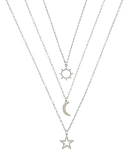 SC 2022 New Three-Piece <strong>Necklace</strong> Set <strong>Sun</strong> <strong>Moon</strong> Star Collarbone Chain <strong>Friendship</strong> <strong>Necklace</strong> Long Distance Stainless Steel <strong>Necklace</strong> - Product Image 3