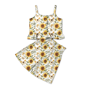 Conjunto de camiseta sin mangas y pantalones cortos con estampado de seda de leche para niñas, conjunto de verano de 2 piezas sin mangas para niños - Product Image 3