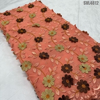 Tissu en dentelle soluble dans l'eau, broderie 3D florale en voile de coton écologique haut de gamme pour robe femme
