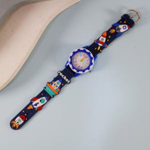 Montre à quartz ronde Gear-Motif fusée spatiale, montre jouet exclusive pour enfants - Product Image 3