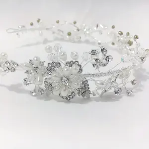 SG0098 New Fancy Elegante Shinn ing Crystal Pearl Flower Party Kopf bedeckung Hochzeit Haarband Tiara