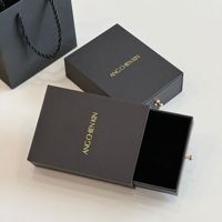 Boîte à tiroir rectangulaire en carton noir doré pour emballage de bijoux (bagues, colliers, bracelets, boucles d'oreilles, ornements) pour entreprises et fêtes
