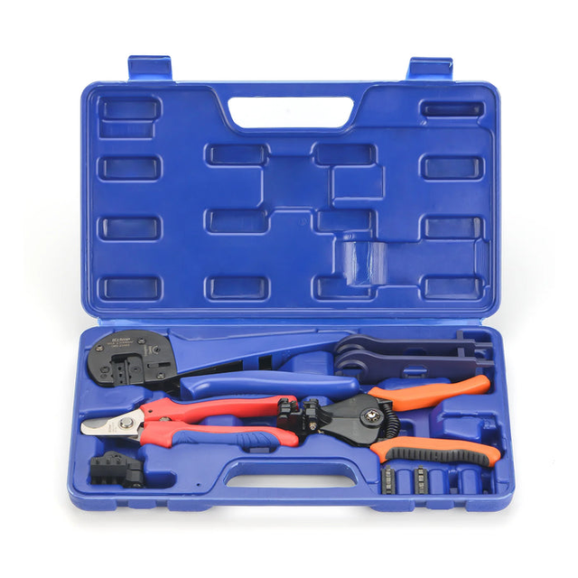IWISS Solar Crimping Tool Kit for Solar Panel Installation with Solar Crimper Wire Cutter Wire Stripper and Spanners