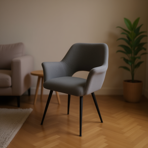 Sedia Casual Homeera in Microfibra Grigia, Design Moderno per Soggiorno, Gambe in Metallo, Design Ergonomico, Schienale Solido, Arredamento per la Casa - Product Image 2