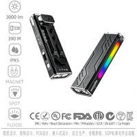 Lampe torche magnétique EDC AC11 Pro 3600LM 459M, lumière de travail rechargeable, UV365, laser vert, RGB, batterie remplaçable