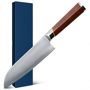 Cuchillo de Cocina Hecho a Mano de Acero Inoxidable VG10 con Mango de Madera y Funda de Cuero, Cuchillo de Chef Ambidiestro para Cocina - Product Image 1