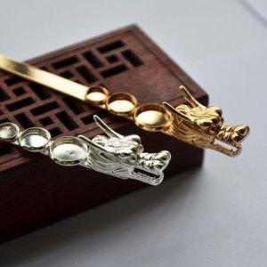 Épingle à cheveux tête de dragon style dynastie Ming, 15 cm, plaqué cuivre or et argent, accessoire Hanfu, fourche à cheveux rétro en métal - Product Image 1