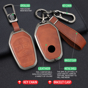 Alliage de Zinc + cuir voiture clé à distance housse coque de protection Fob pour Ssang Yong 2020 G4 Rexton AutoKeychain accessoires de style - Product Image 3
