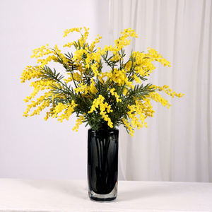 Fleur artificielle en soie d'acacia, cerisier et <span class=keywords><strong>mimosa</strong></span>, 3 branches, tige unique, pour décoration intérieure et arrangements floraux - Product Image 3