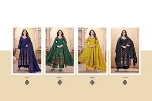 Trajes de estilo Anarkali Salwar Kameez en seda romana con trabajo de espejo y estampado de lámina Diseño elegante de traje paquistaní Anarkali - Product Image 6