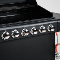 Barbecue portable pliable à 6 brûleurs GPL réglables, chariot de table extérieur, montage facile, en acier laminé à froid moderne avec revêtement en poudre