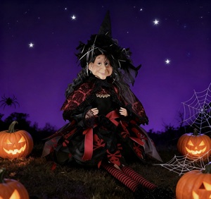 SOTE nuevo diseño <span class=keywords><strong>sentado</strong></span> postura bruja Rojo Negro serie <span class=keywords><strong>esqueleto</strong></span> cara vestido Halloween fiesta Decoración - Product Image 3