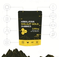 Complément alimentaire OEM 100% naturel à base de shilajit de l'Himalaya, gommes dorées, saveur fruits rouges mélangés, 60 unités, antioxydant, améliore l'énergie, pour adultes