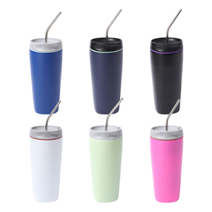 Biểu Tượng Tùy Chỉnh 20Oz Cốc Cà Phê Thép Không Gỉ Đôi Tường Chân Không Xe Cốc Với <span class=keywords><strong>2</strong></span> Trong <span class=keywords><strong>1</strong></span> Uống Nắp Và Kim Loại Rơm - Product Image 2