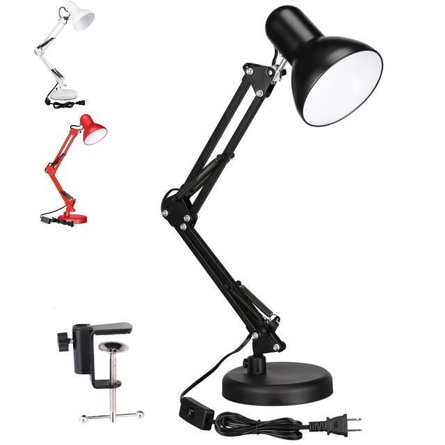 Adjustable Architect Desk Lamp Swing Arm with Heavy Duty Metal Clamp 3 Color Modes Dimmable Task Light for Office Studio Study
