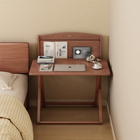 Bureau pliant en bois d'hévéa avec panneau arrière, table d'appoint réglable en hauteur pour ordinateur portable, pour chambre à coucher, dortoir, petit appartement