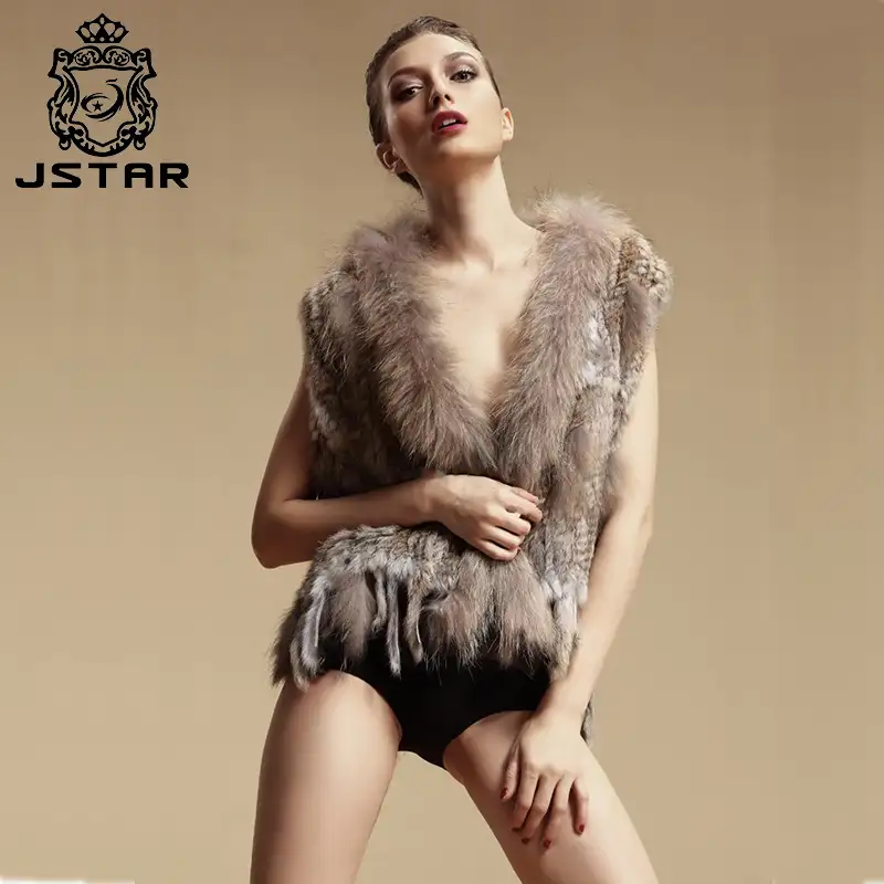 Fashion winter real rabbit fur vest women fur waistcoat ladies gilet with tassels