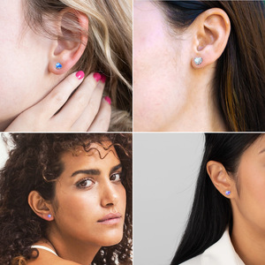 Labret en Titane G23 à Filetage Interne avec Opale en Forme de Cœur |   Bijoux de piercing hypoallergéniques à dos plat pour lèvre, oreille, cartilage et langue - Product Image 3