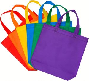 Custom Logo Birthday Party <b>Gift</b> Recycled Reusable Bulk Rainbow Candy Tote Coated Non-Woven Fabric <b>Bag</b> - Product Image 6