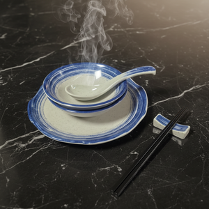 Platos <span class=keywords><strong>de</strong></span> Melamina HCMA con Líneas Azules, Platos con Diseño para Restaurantes Japoneses y Coreanos, Platos para Servir la Porción Principal en Hoteles - Product Image 5