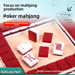 Poker Mahjong, Marca <span class=keywords><strong>de</strong></span> Moda, Malasia, Singapur, <span class=keywords><strong>Rummy</strong></span>, 2/4 Colores, Estilo Mahjong, Tacto Suave, Lavable con Agua, Grabado Nítido - Product Image 1
