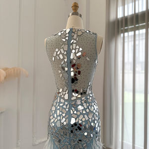 Jancember SZ124 Crystal Sleeveless Zipper Feather Women's Evening Party <b>Dresses</b> - Product Image 4