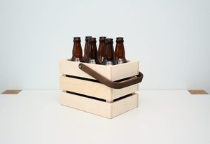Caisse de rangement en bois à lattes personnalisée pour la vente en gros, boîte de transport pour fruits et boissons avec poignée incurvée pour la décoration de table - Product Image 2