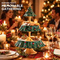 Support à gâteau de Noël en résine à 3 niveaux avec étoile sur le dessus, plateau de service pour desserts et fruits pour la table de fête