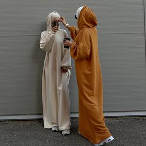 أحدث فستان هودي عباية نسائي بلون سادة شتوي مقاس كبير للبيع بالجملة دبي الشرق الأوسط تركيا للمسلمات - Product Image 4