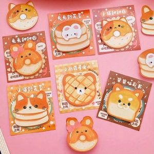 Notas Adhesivas con Forma de Donut y Pan Tostado de Dibujos Animados, Blocs de Notas de Papel Bonitos, Material Escolar para Estudiantes, Artículos Esenciales para el Regreso a Clases - Product Image 1
