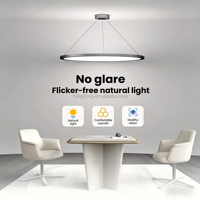 Lampe suspendue linéaire LED moderne, éclairage de plafond, lustre circulaire noir, anneau suspendu, abat-jour en métal blanc, durable, 60W, 3000K-6000K