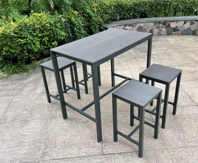 Giardino all'aperto miglior prezzo tavolo da Bar per esterni e sedia Set da Bar da giardino Set da Bar per esterni con piano in legno di plastica
