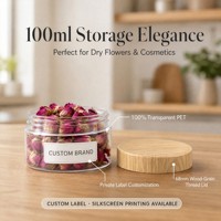 Pot alimentaire en plastique transparent de 100 ml, 68100, avec couvercle en bois grainé de 68 mm, récipient de rangement rond pour bonbons, snacks, miel, vente en gros