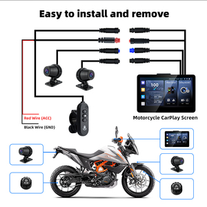 Support de fixation arrière détachable rapide de 6,2 pouces pour enregistreur de conduite de moto, système de navigation Carplay, objectif avant et arrière 1080P - Product Image 5
